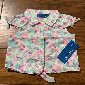New greendog short sleeve floral button up shirt size 6-9 months